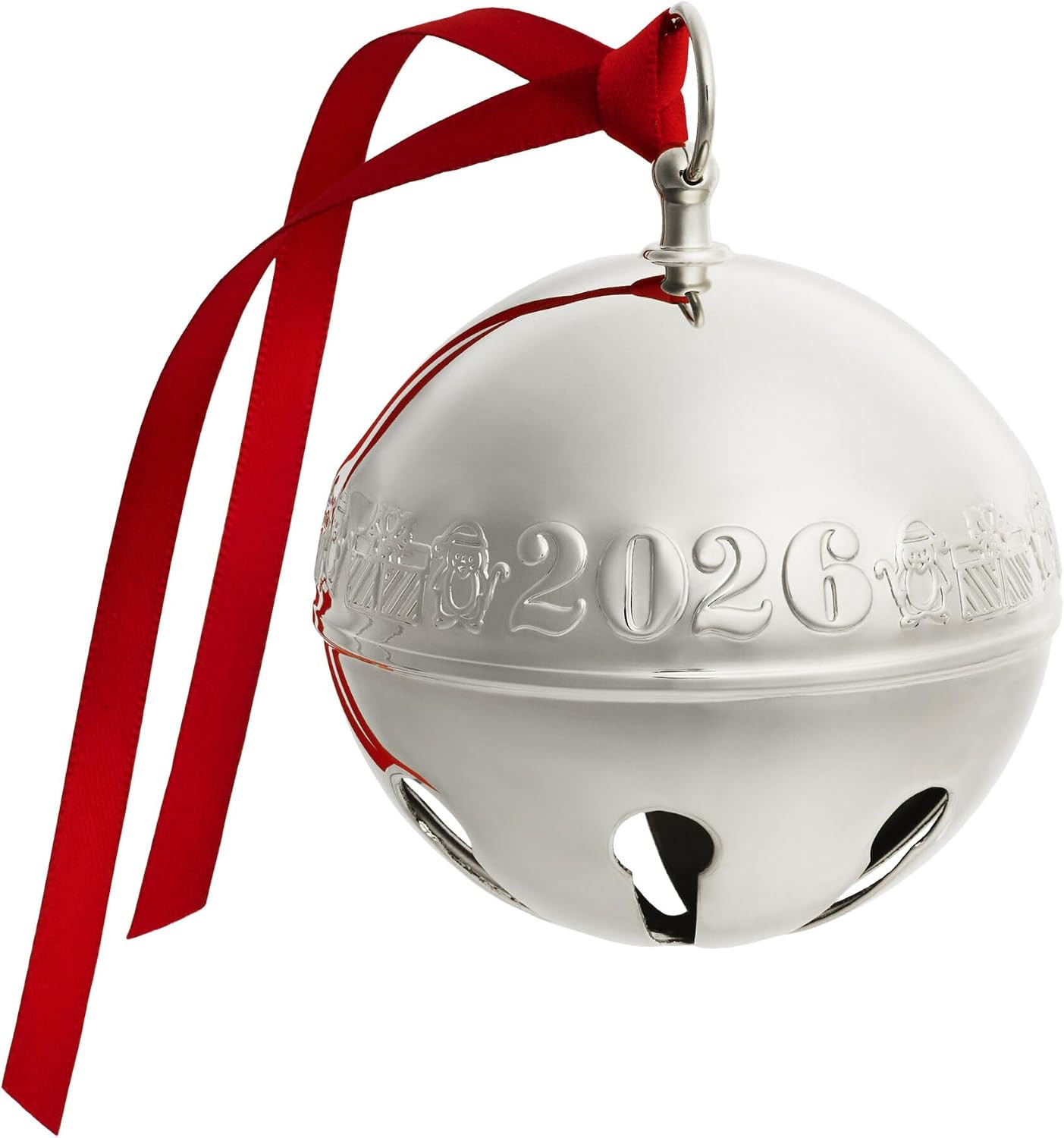 Wallace 2026 Silver-Plated Sleigh Bell Ornament 56Th Edition - Penguins and Pres
