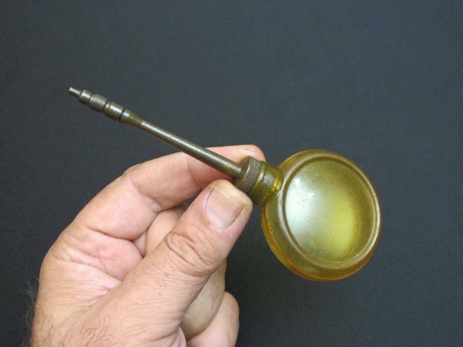 Unusual Small Vtg Transparent Thump Pump Oil Can/Oiler Antique/Rare Tool