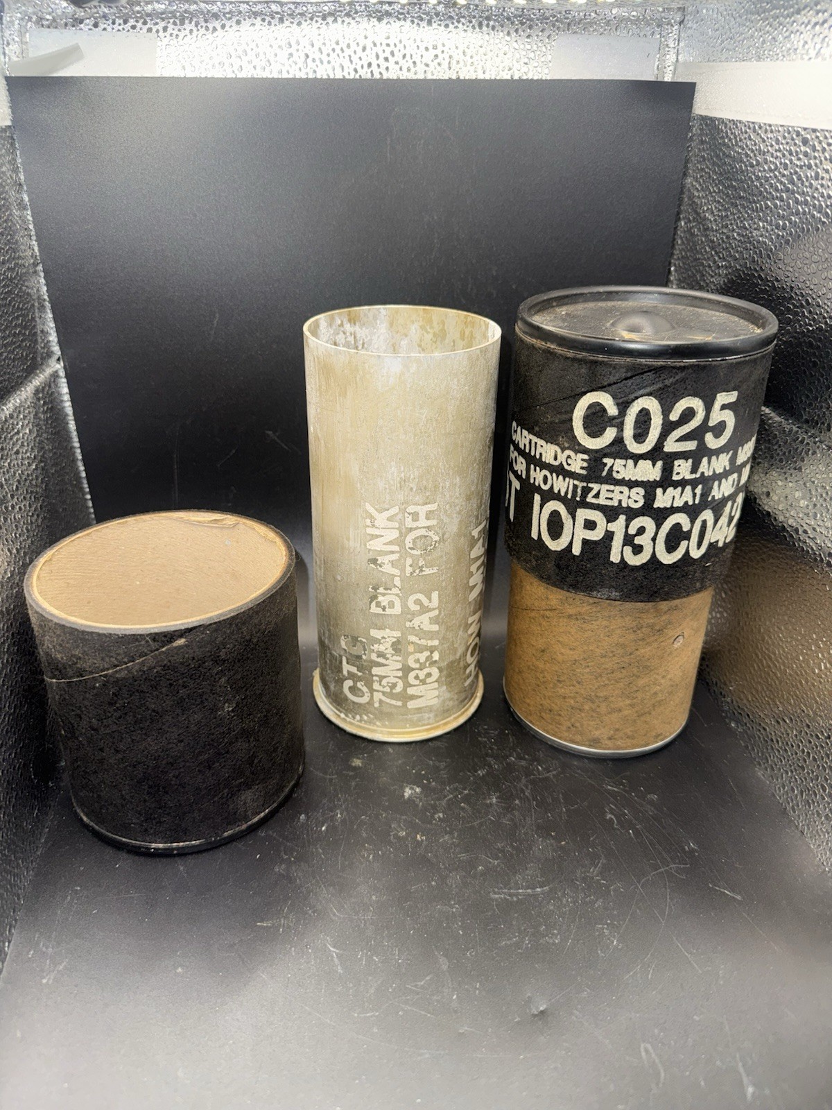75MM Blank Cartridge Spent Artillery Round Howitzer M1A1 With Carrying Tube