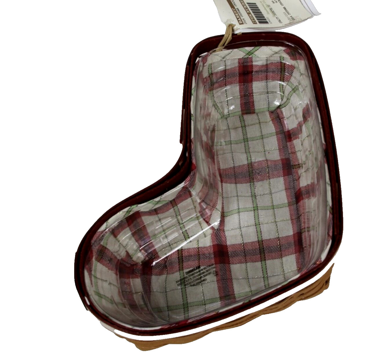 Longaberger Basket Christmas Stocking LINER ONLY Plaid Tidings 2014 Candy Cane