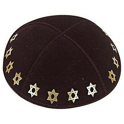Foil Embossed Suede Kippah - Stars of David (Golden Stars) Foil Embossed Suede Kippah - Stars of David (Golden Stars)