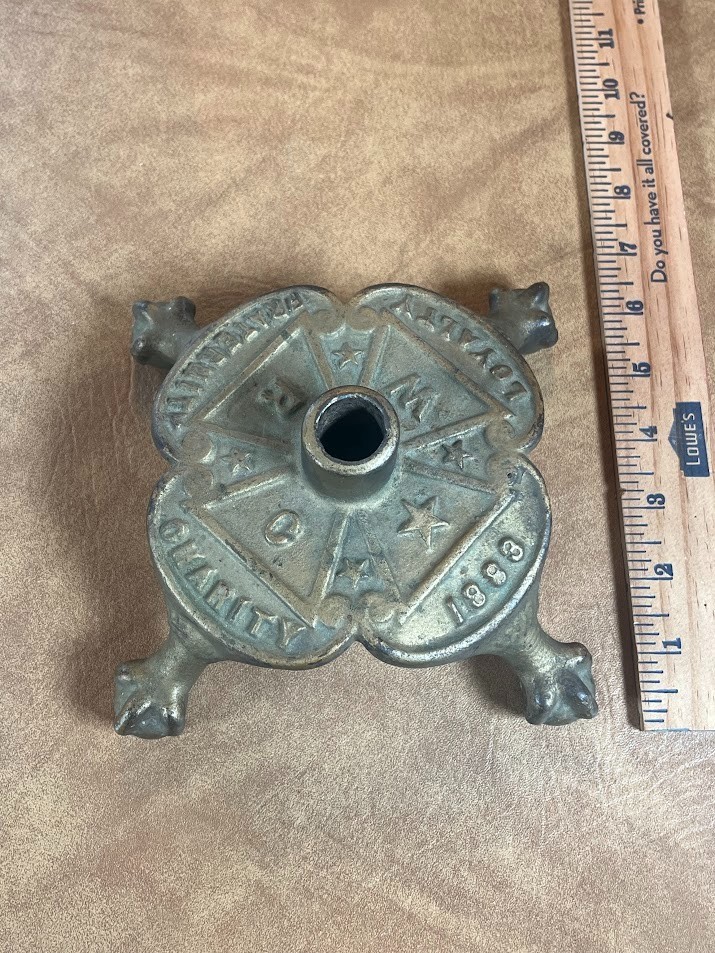 Antique 1883 Masonic Flag Holder Cast Iron Base Freemason 1883 Vintage Claw Foot Antique 1883 Masonic Flag Holder Cast Iron Base Freemason 1883 Vintage Claw Foot