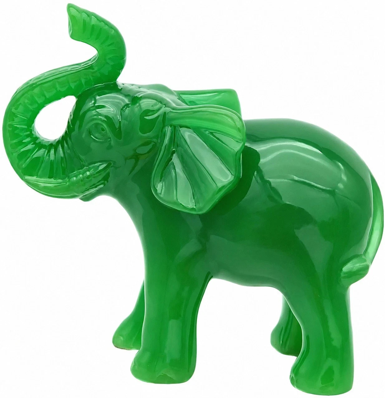 Jade Green Feng Shui Wealth Lucky Elephant Statue Home Office Decor Gift