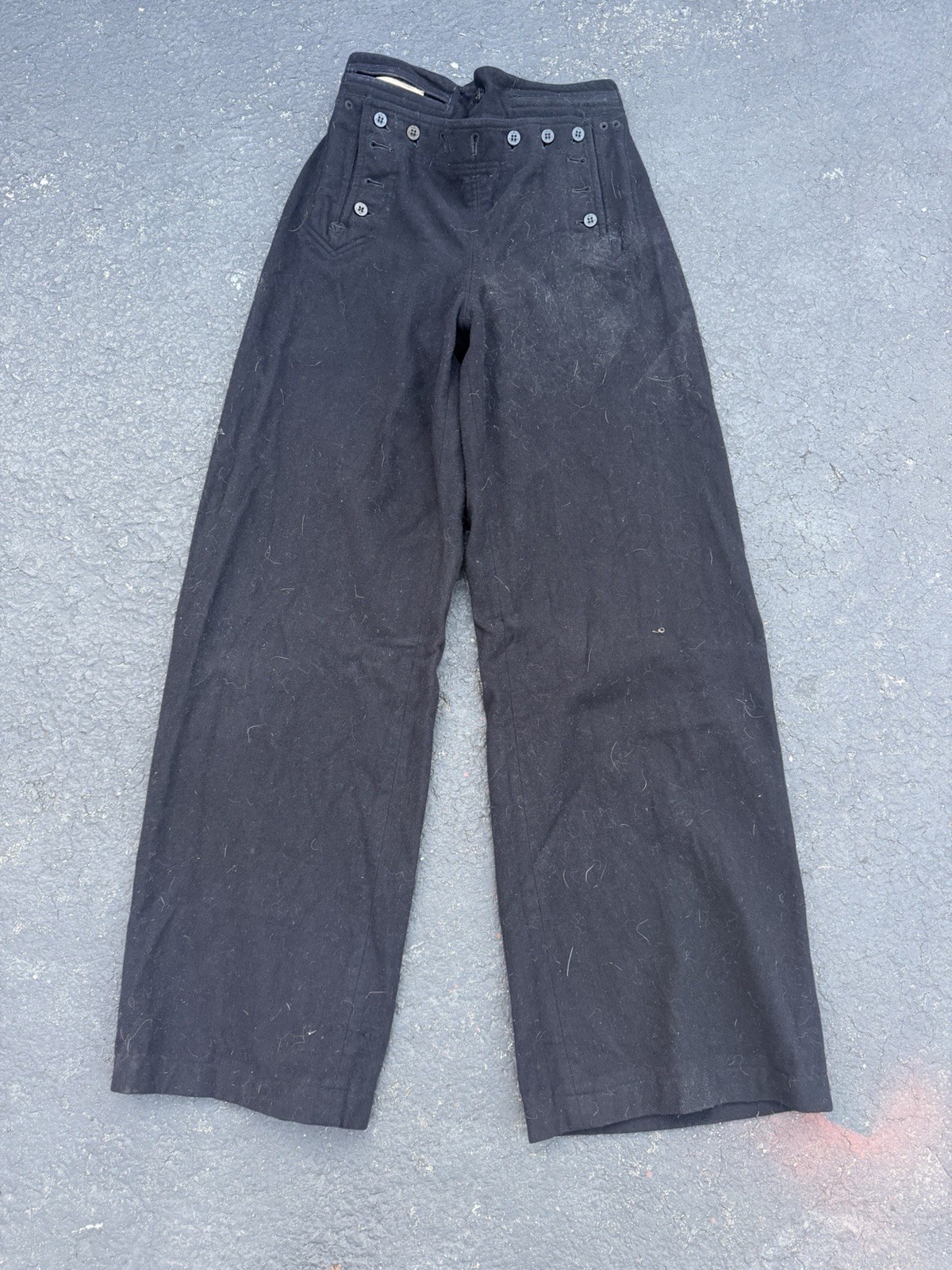 Vintage US Navy Wool Sailor Pants Trousers WW II Original 26-28” waist inseam 31