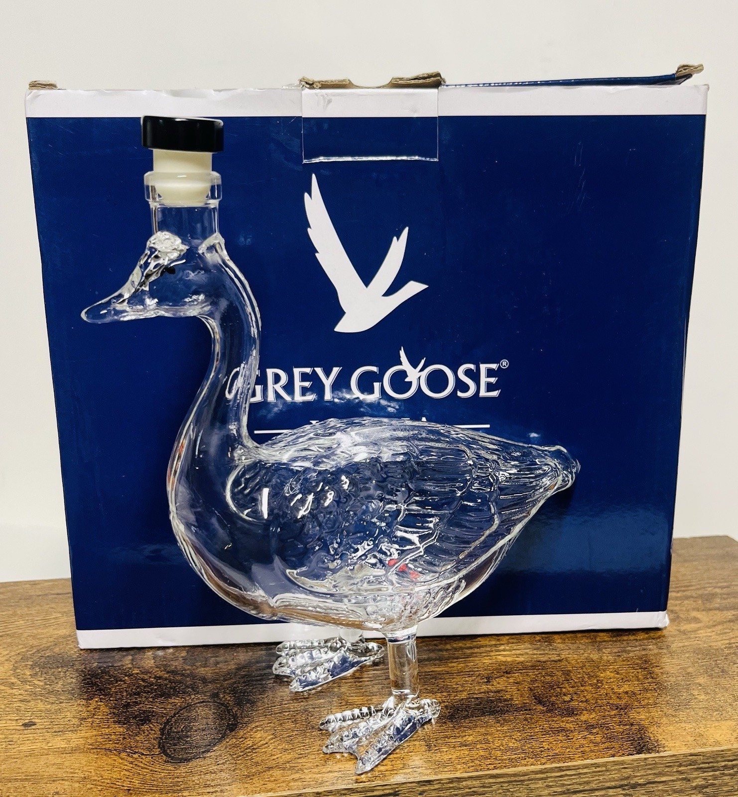 Grey Goose Clear Glass Decanter Vodka Collectible with Stopper, New in Box