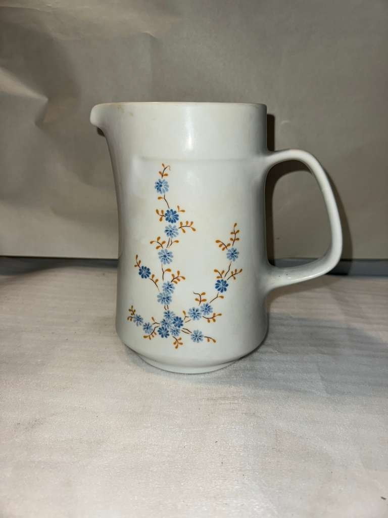 Vintage Hungarian Porcelain Pitcher – Blue Floral