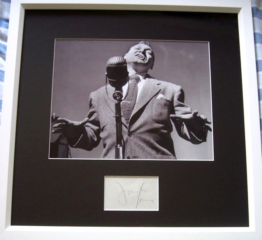 Frankie Laine cut autograph signed custom framed with vintage 8x10 B&W photo JSA Frankie Laine cut autograph signed custom framed with vintage 8x10 B&W photo JSA