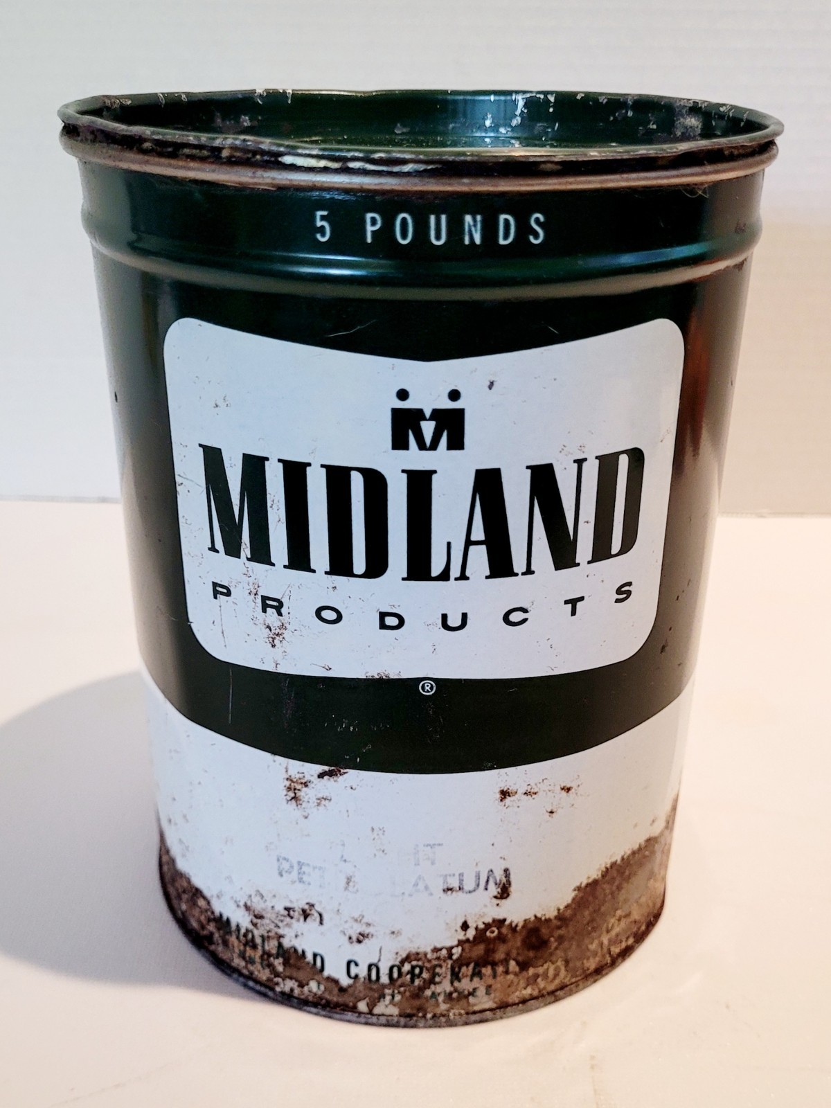 MIDLAND VTG 5 LB METAL GREASE CAN-EMPTY-7.5