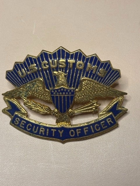 Antique Obsolete U.S. Customs Inspector Hat Badge Enameled Patriot Shield