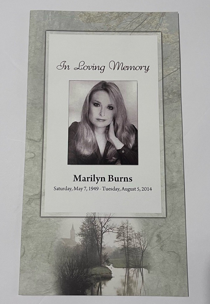 Marilyn Burns Funeral Memorial Program 2014 Texas Chain Saw Massacre TCM Rare