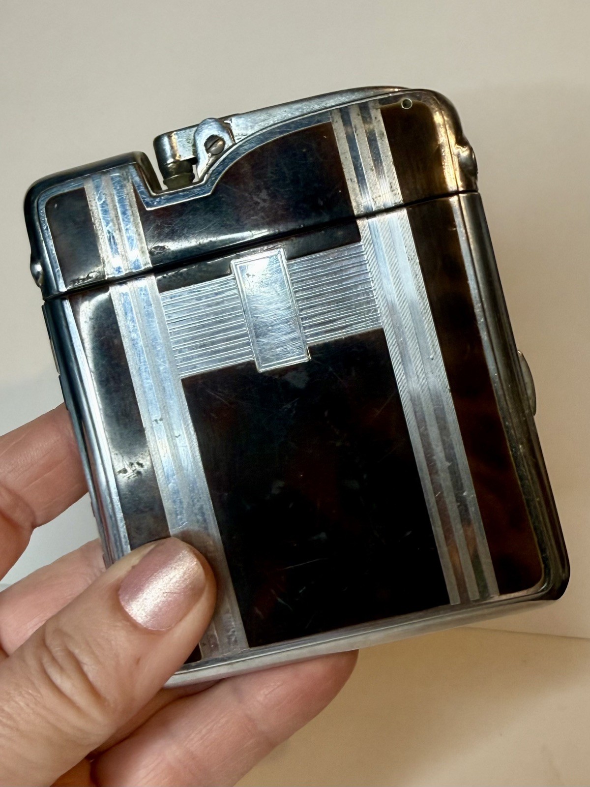 Vintage Ronson 1937 Ten A Case Cigarette Case Lighter Dureum Art Deco