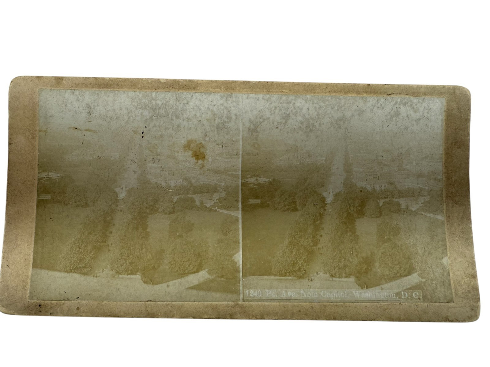 antique stereoscopic card photo washington  d.c pc ave capital