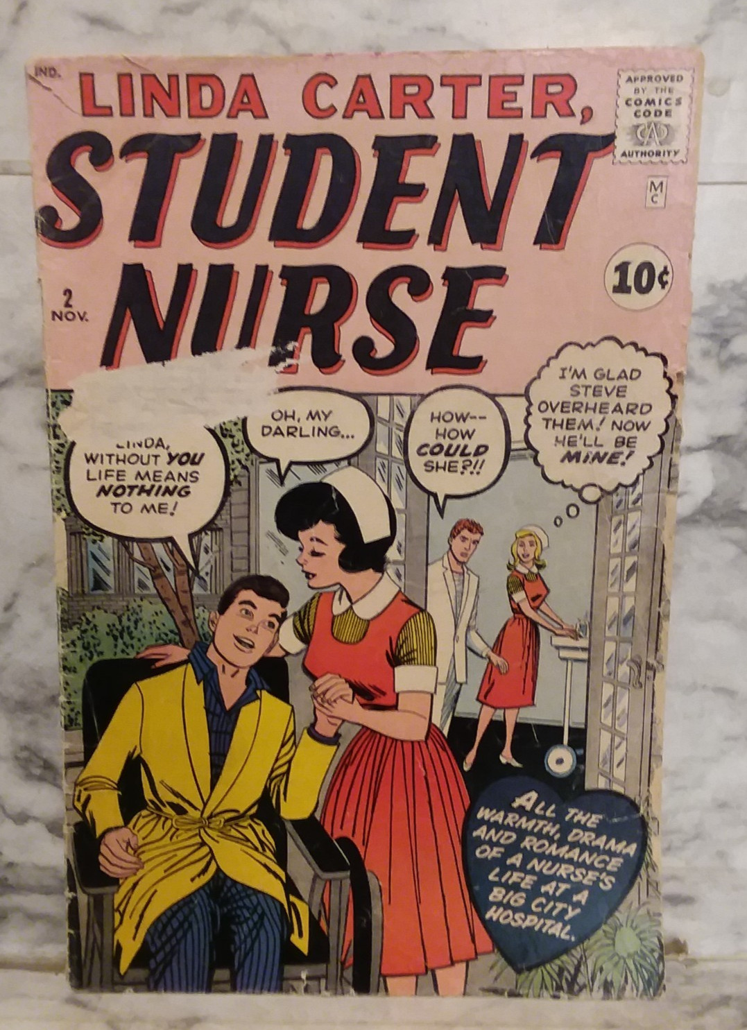 Vntg 1961 Atlas Comics Linda Carter, STUDENT NURSE #2 - Silver Age