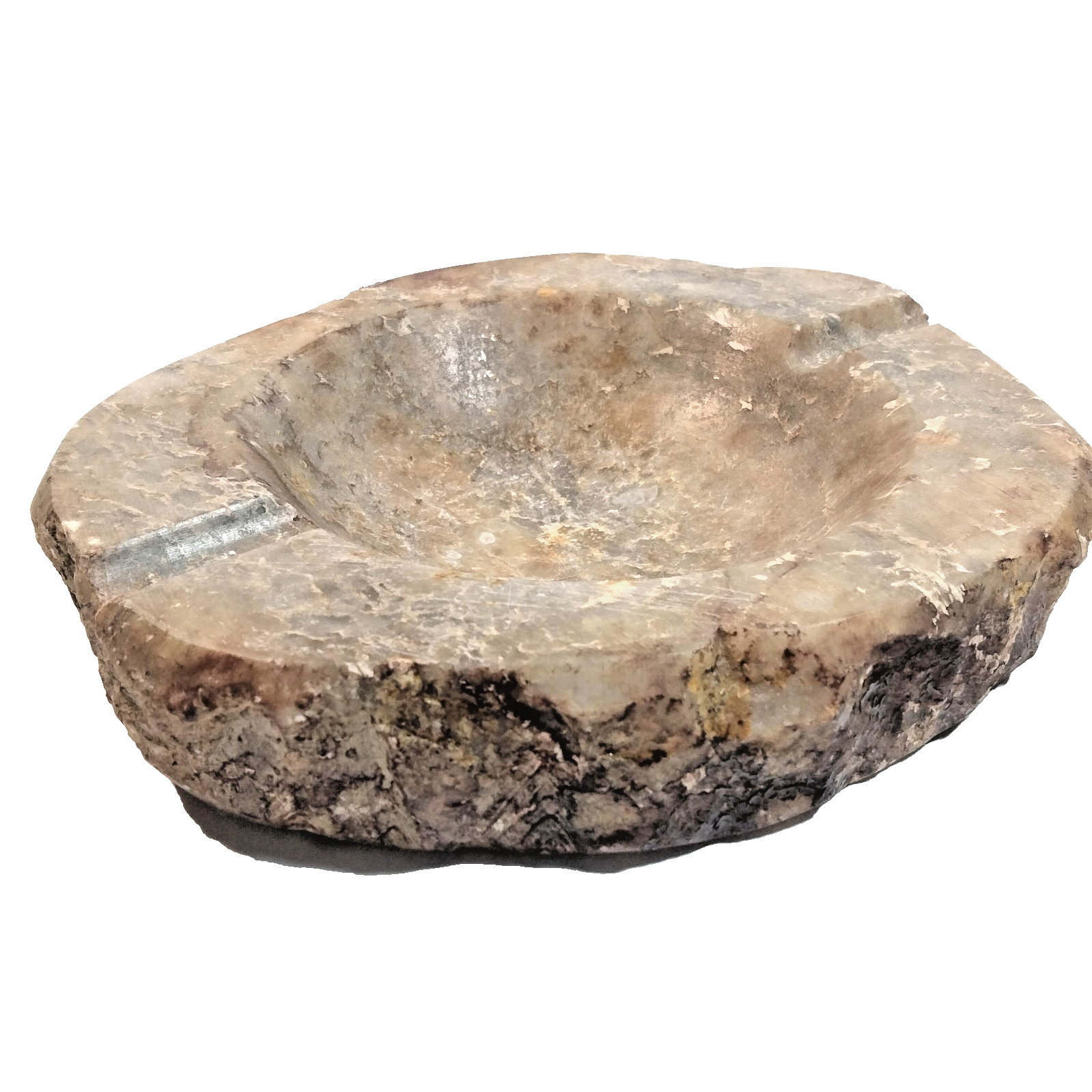 Vintage Italian Alabaster Stone Ashtray Raw Edge Handcrafted Italy Brutalist MCM