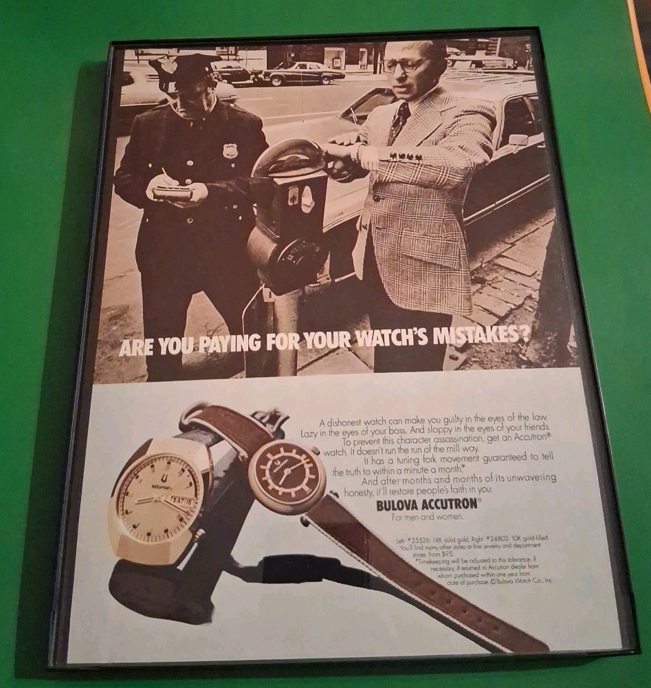 Bulova Accutron Watch Vintage Framed Print Ad 1973 8.5x11  