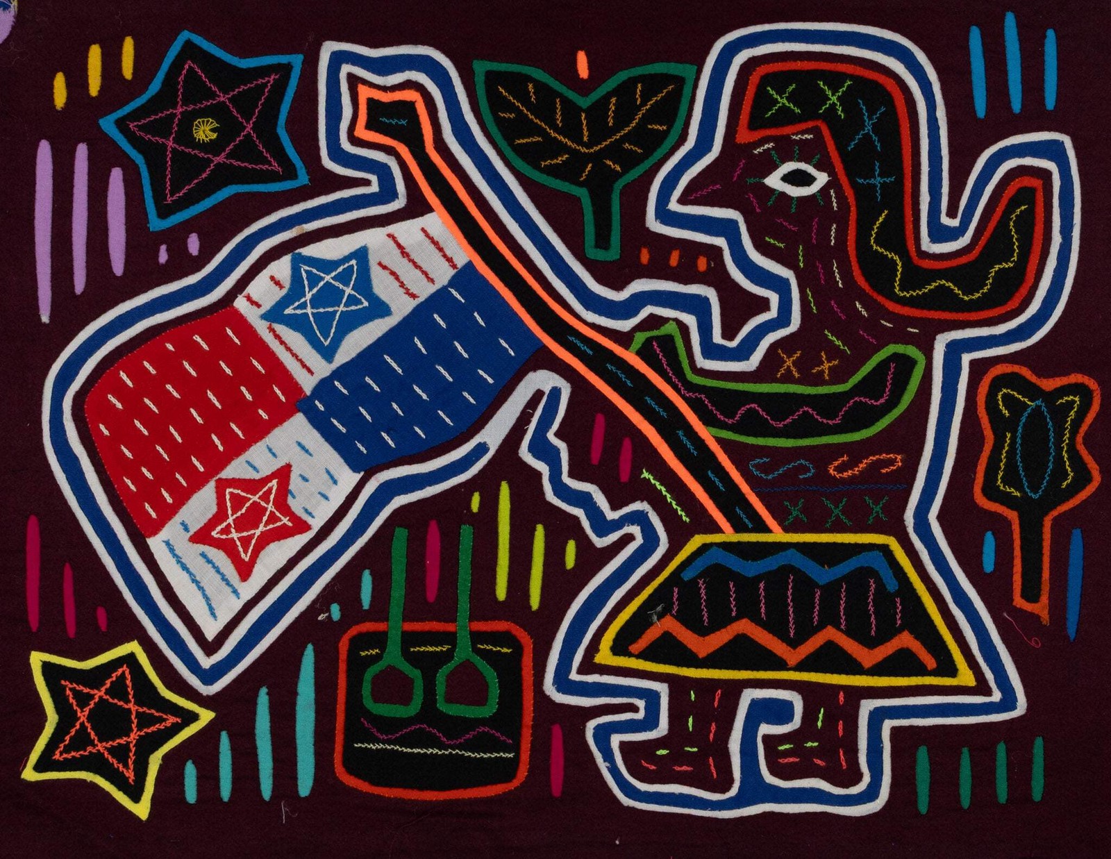 Traditional Patriotic Panama Flag Mola