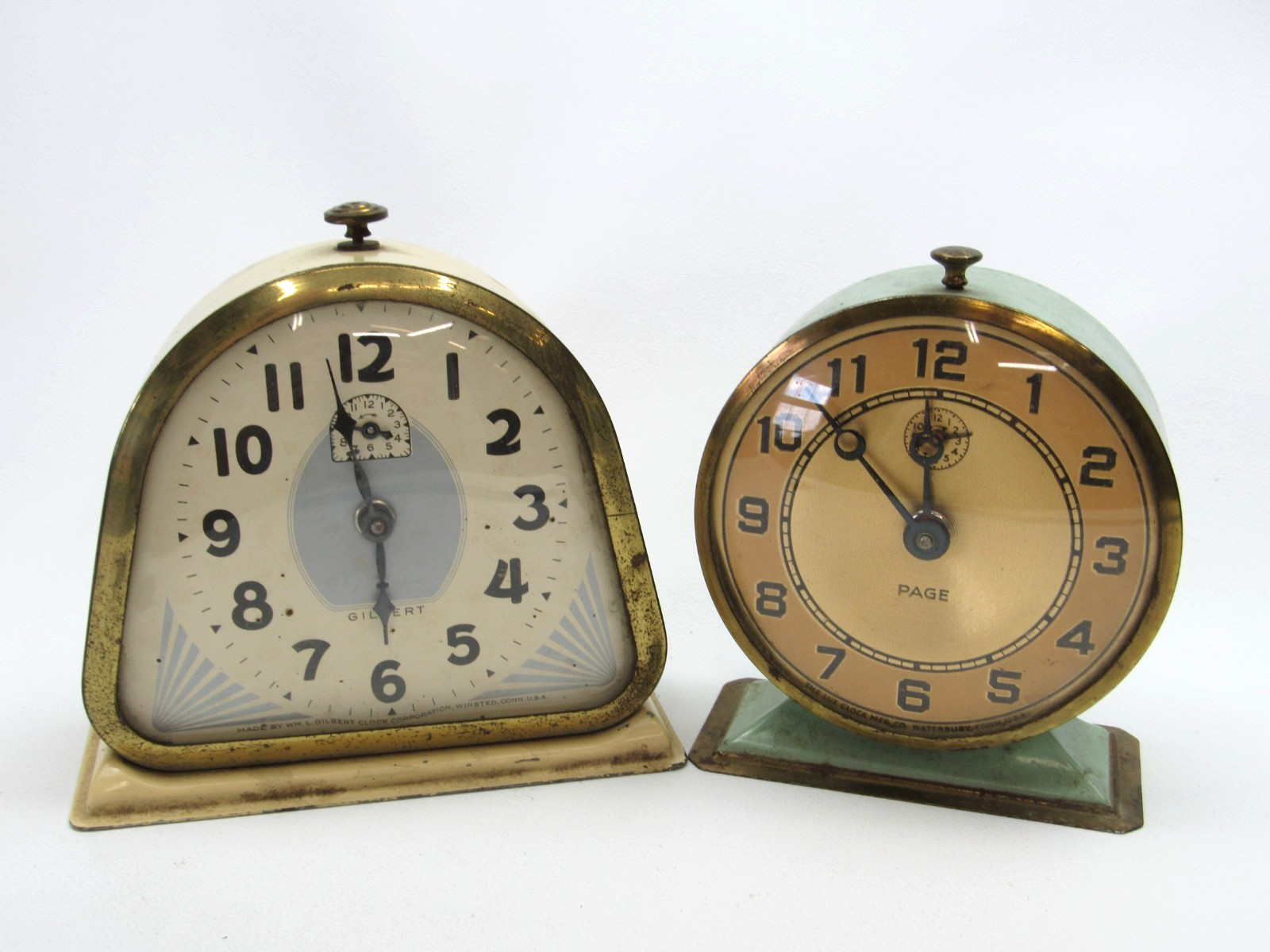 Art Deco Alarm Clock Lot Gilbert Metal 1930s Page Lux Vintage 1950s Teal