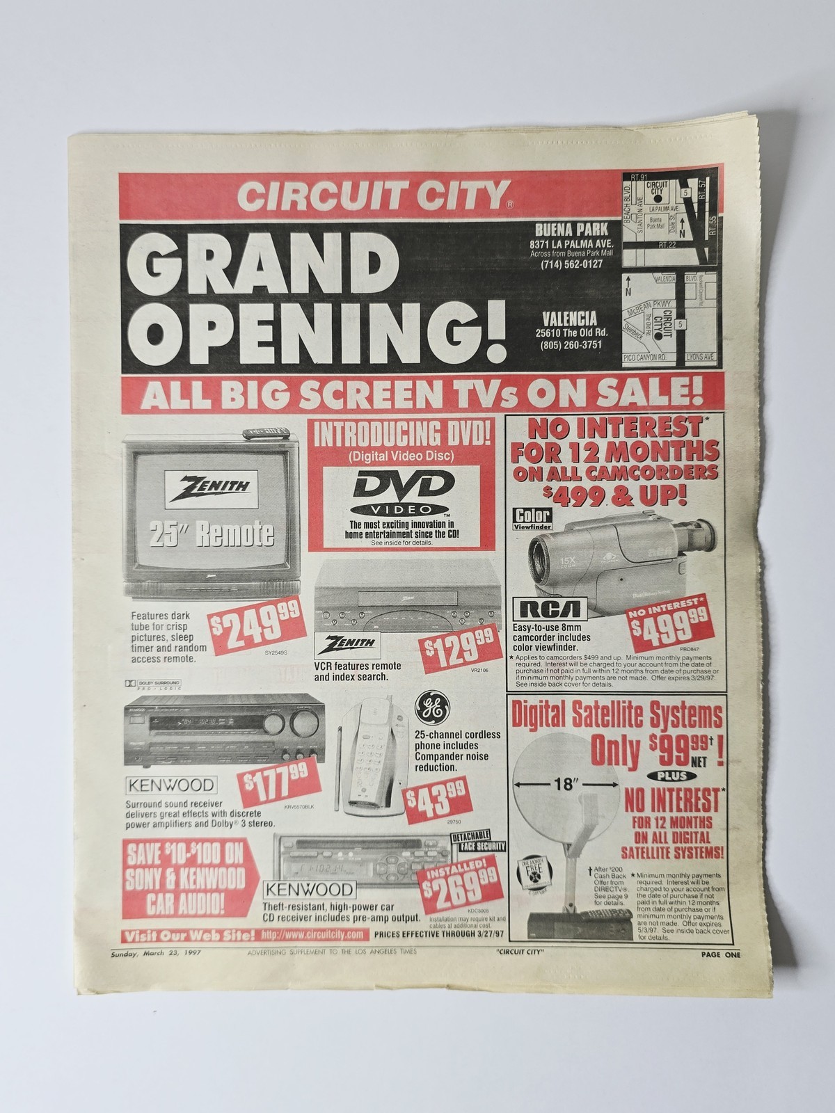 Circuit City March 1997 DVD Launch Zenith Buena Park Valencia 20 Page Ad