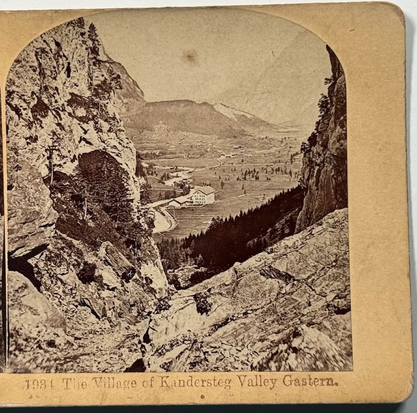 The Village of Kandersteg Valley Gastena, Switzerland, Vintage Stereoview Card