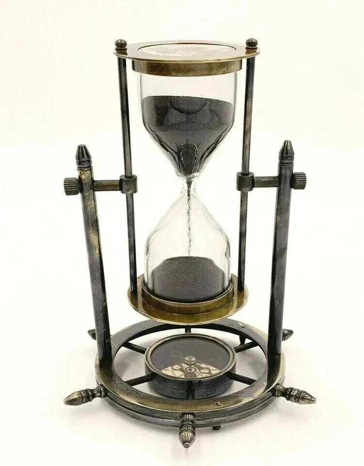 Sand Timer Hourglass Brass Nautical Maritime Hour Glass Vintage Sand Clock Gift