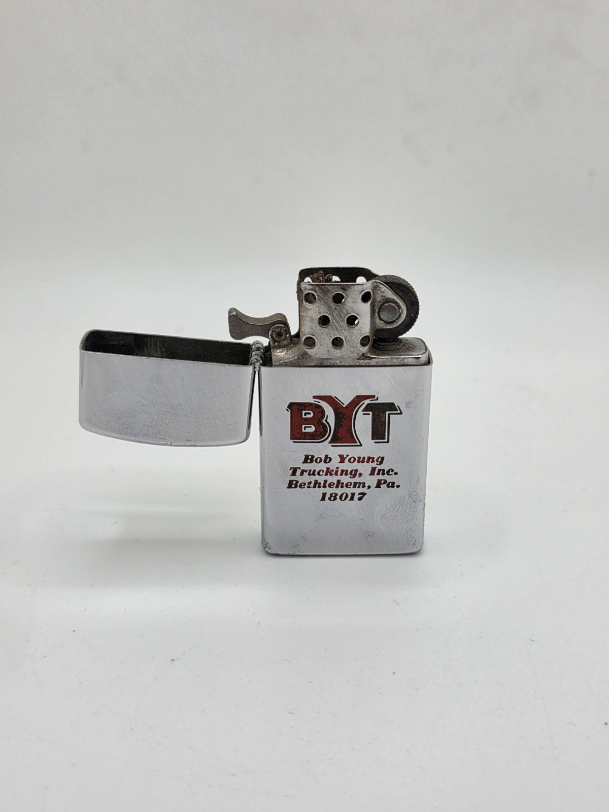 1973 Zippo Slim Lighter Bob Young Trucking Bethlehem PA Advertising Vintage