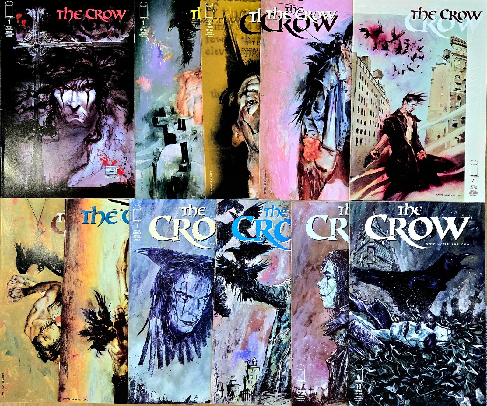 The Crow IMAGE Complete Run 1999, #1-10 + #1B McFarlane Cover, Range VF+ to NM
