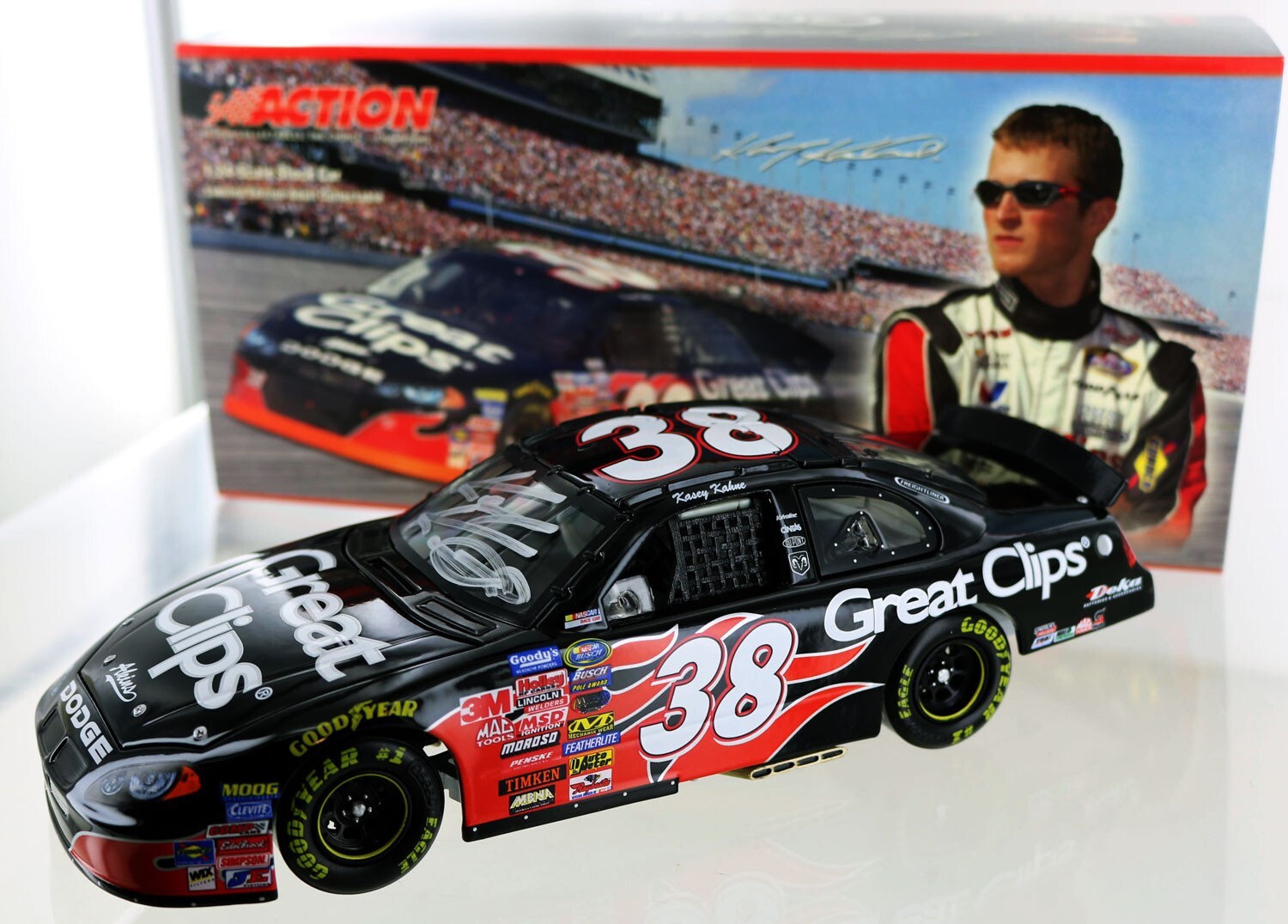 Kasey Kahne #38 Great Clips 2004 Intrepid Club Car 1-24th scale.  Autographed