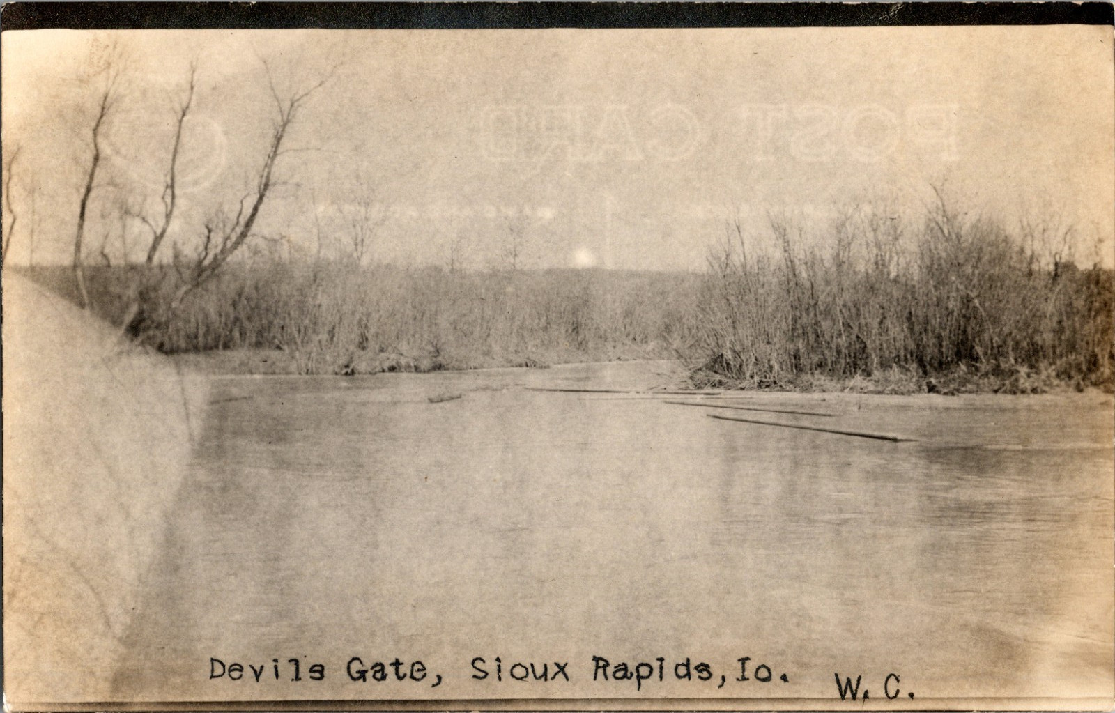 RPPC Devils Gate Sioux Rapids Iowa IA Real Photo Postcard Scenic River Unused