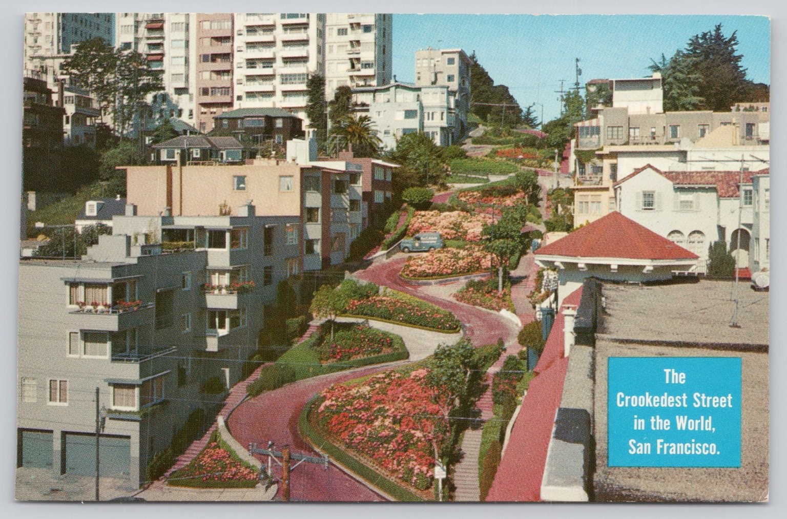 Vintage Lombard Street San Francisco Crookedest Street Postcard 1960s