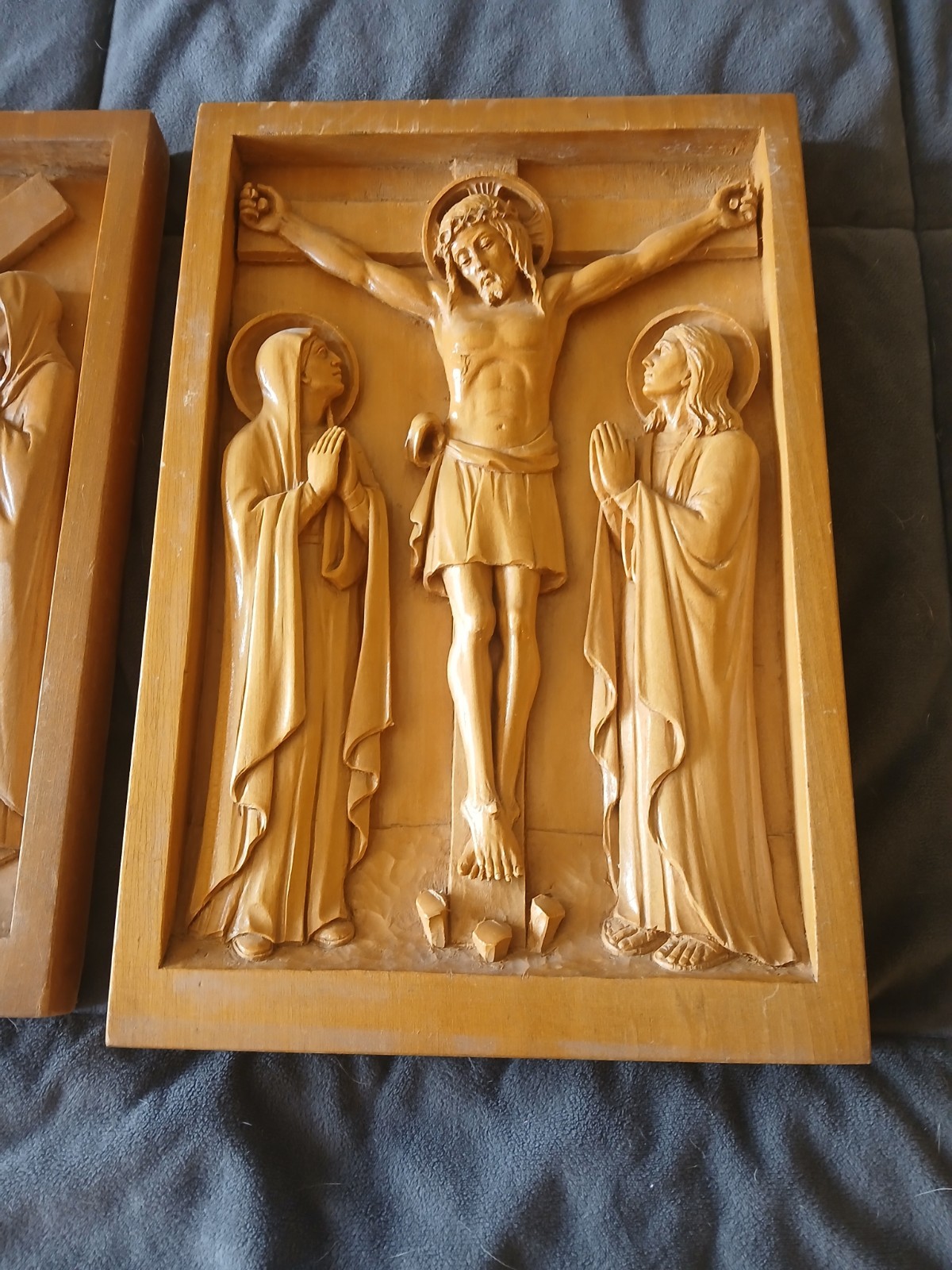 Antique Carved Wood Jesus Stations Of The Cross Incredible Detail 12x8 #12 Antique Carved Wood Jesus Stations Of The Cross Incredible Detail 12x8 #12