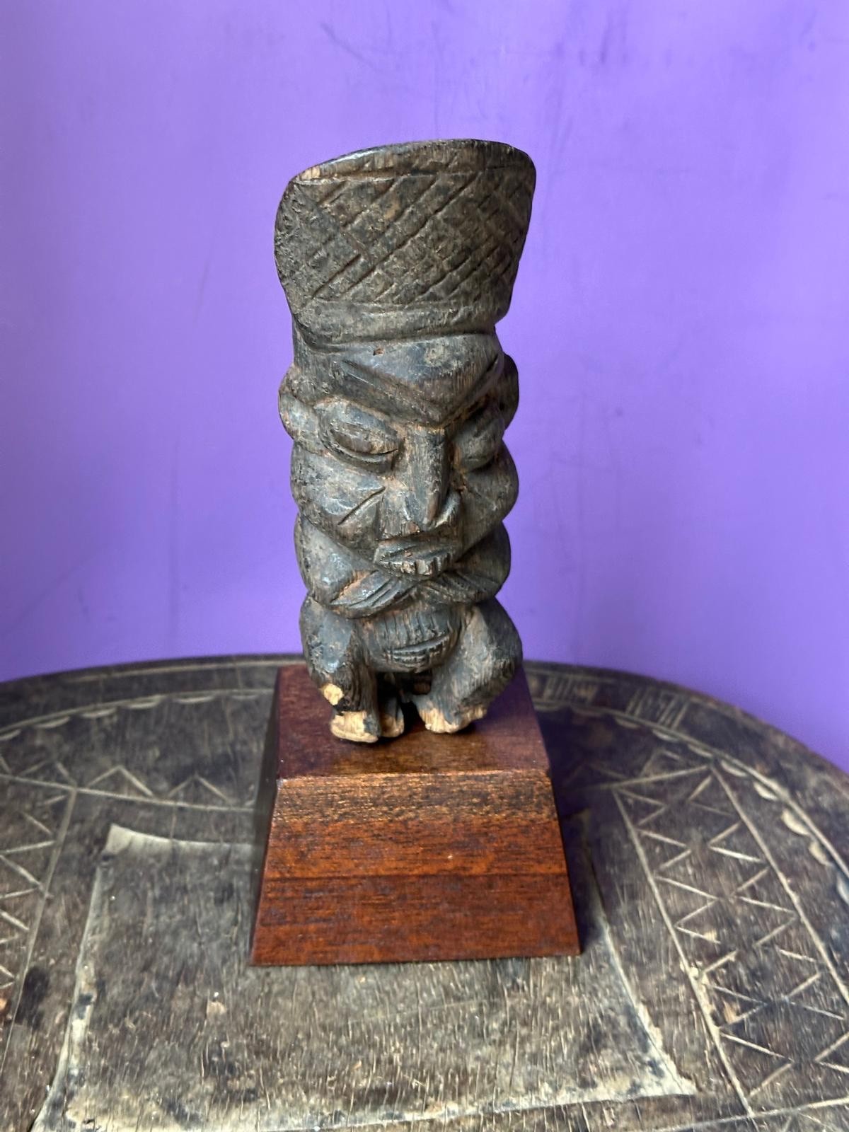 Antique Bamileke Figural Pipe - Carved Ancestral Head from Cameroon Antique Bamileke Figural Pipe - Carved Ancestral Head from Cameroon