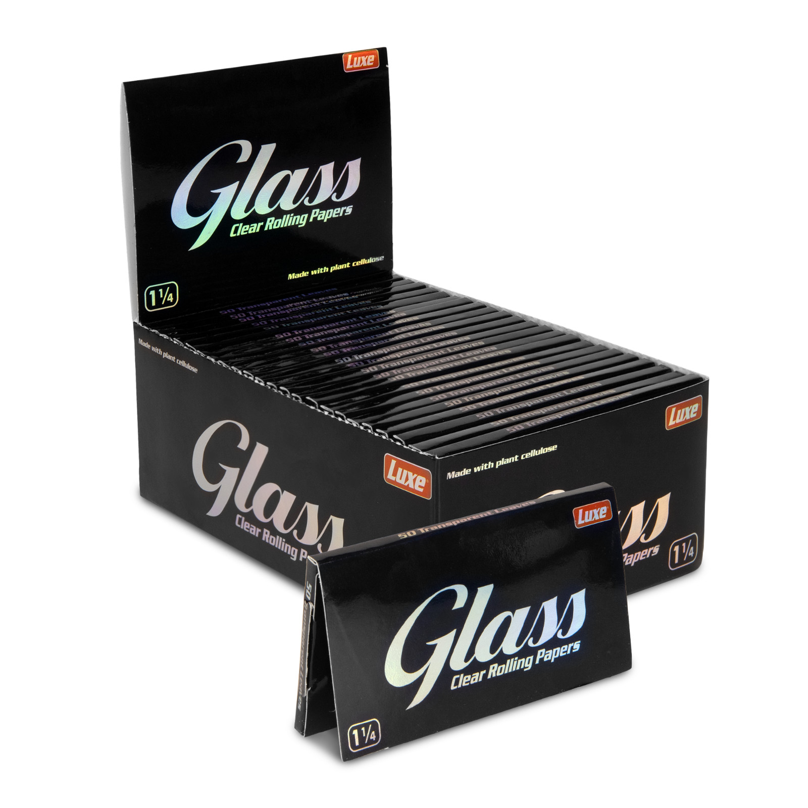 Glass 1 1/4 Clear Rolling Papers Cellulose - 24 Pack