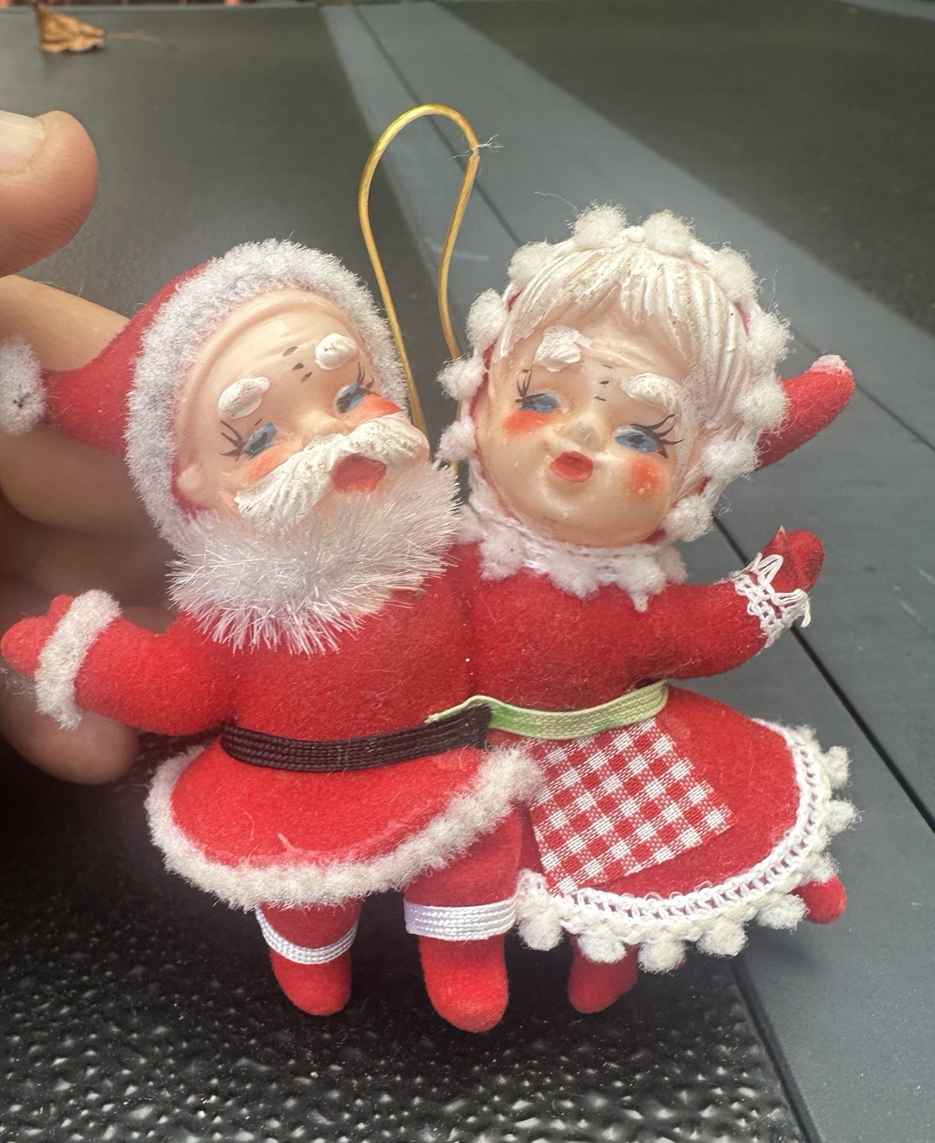 Vintage Flocked Santa Mrs Claus Christmas Ornaments Plus Single Mrs Claus