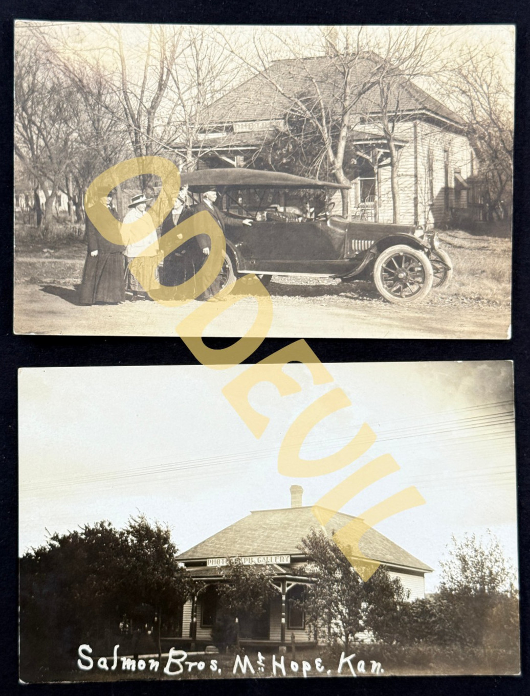 1900s Pair (x2) Salmon Bros Photo Studio RPPC postcard Mt Hope KS photographer 1900s Pair (x2) Salmon Bros Photo Studio RPPC postcard Mt Hope KS photographer