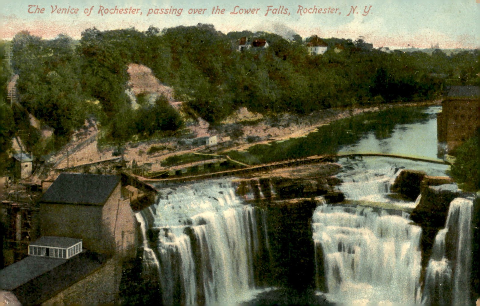 Rochester, NY Lower Falls View, 1900s Postcard