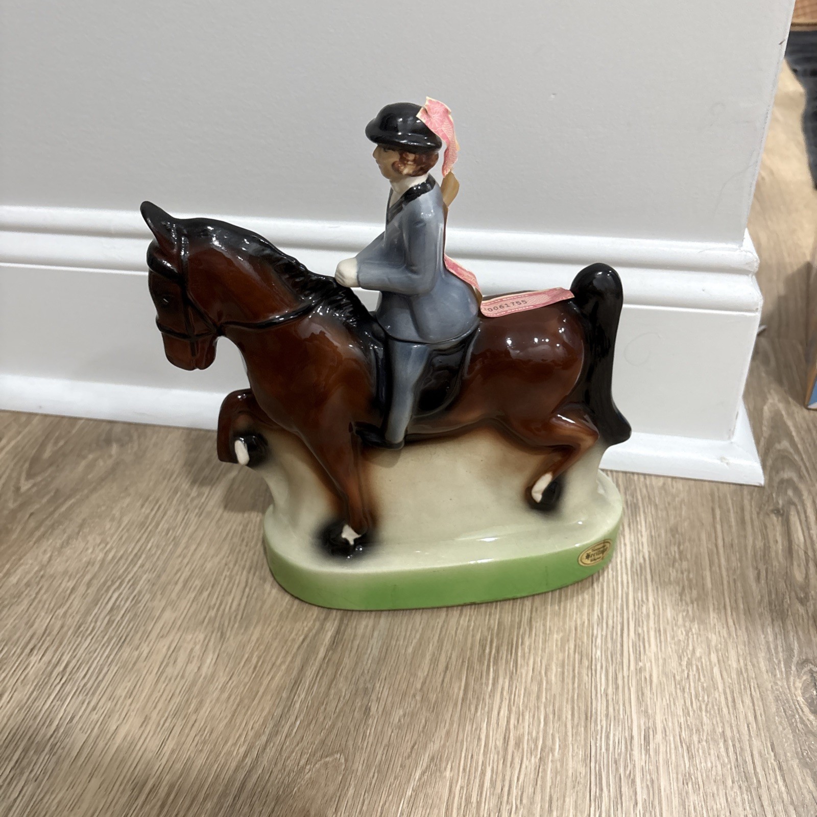 Vintage  1974 Horse And Jockey Empty Liquor Decanter Ezra Brooks