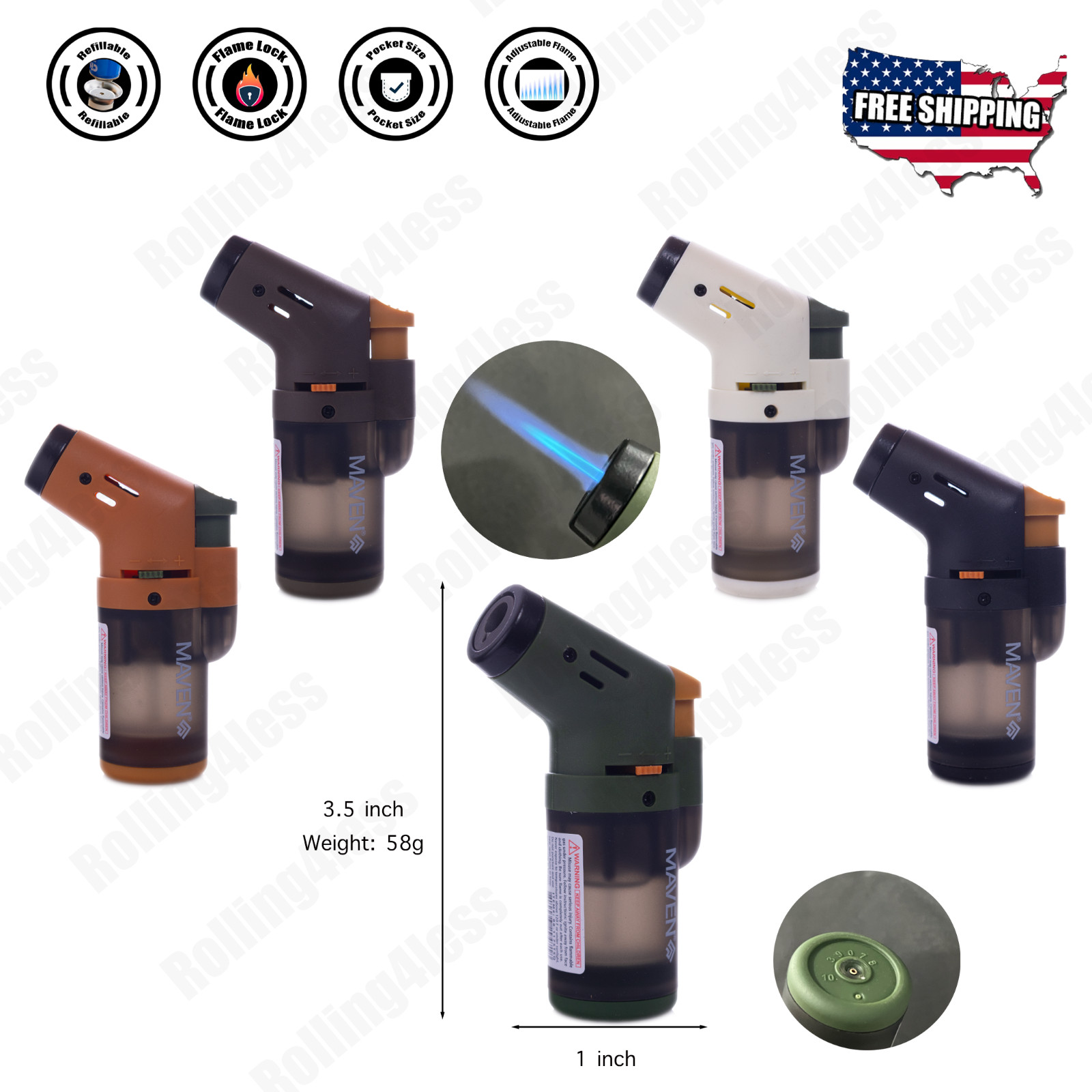 Maven Alpha Mini Single Flame Torch Lighter - Assorted Maven Alpha Mini Single Flame Torch Lighter - Assorted