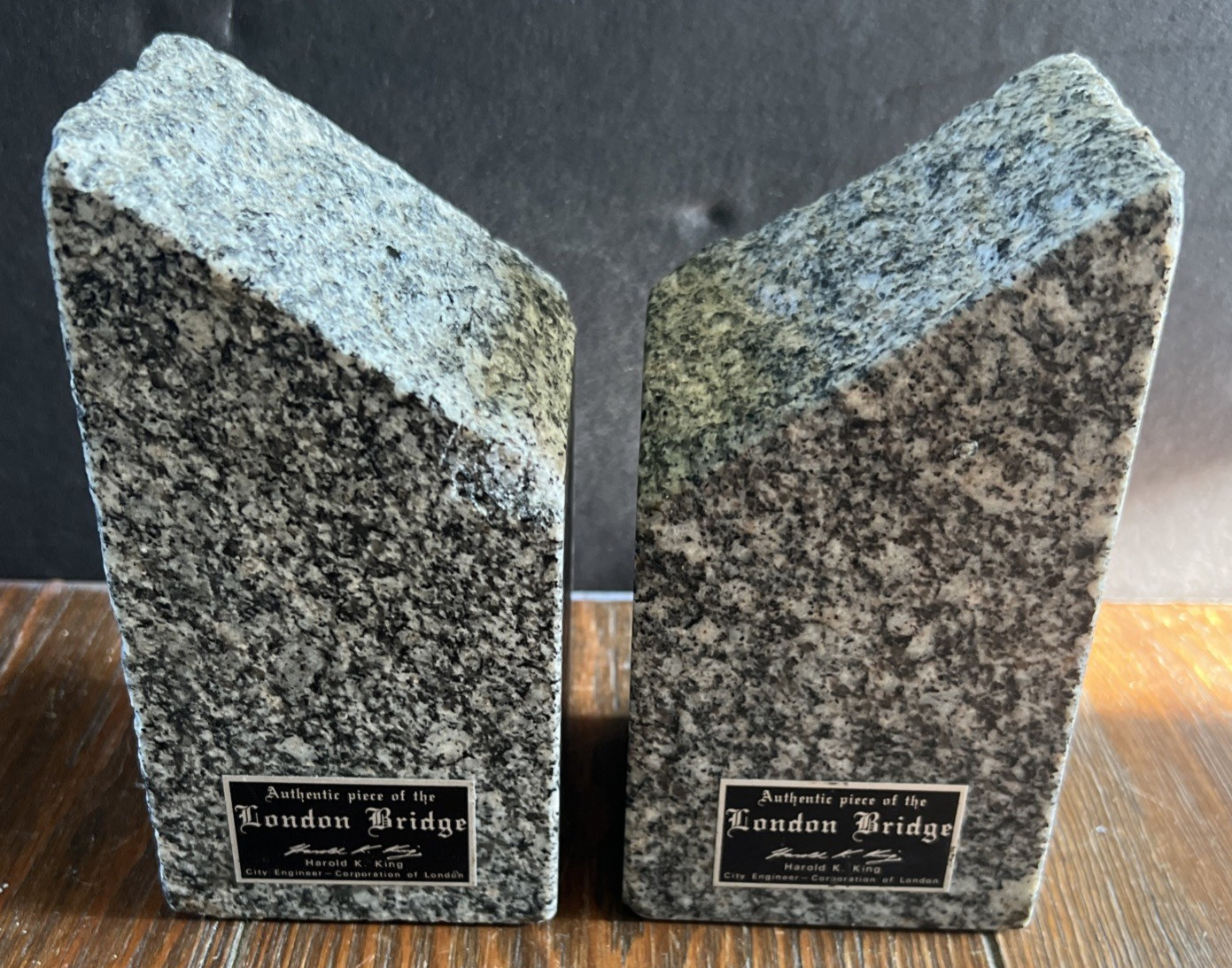 Authentic Antique Bookends London Bridge England Granite 1831 RARE Harold King
