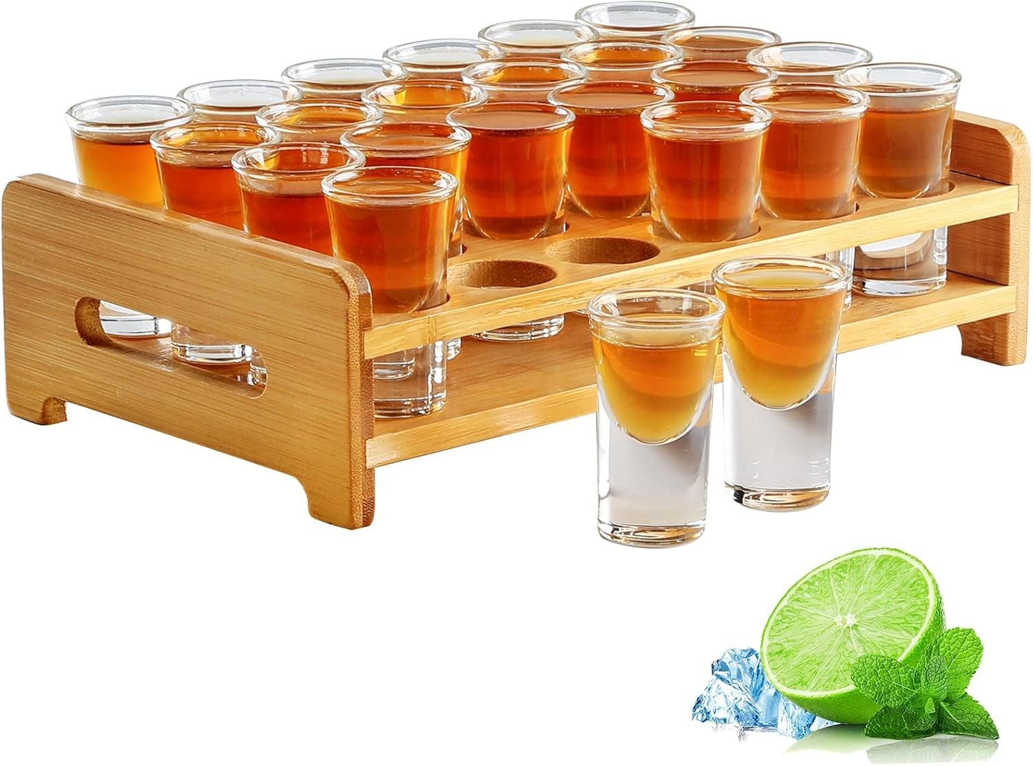 Shot Glass Set 0.5oz/15ml 24pcs Clear Shot Glass Holder Set Mini Shot Glass P…
