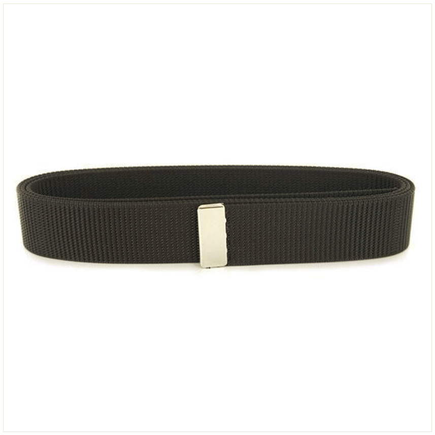 Vanguard NAVY BELT: BLACK NYLON WITH SILVER MIRROR TIP - MALE