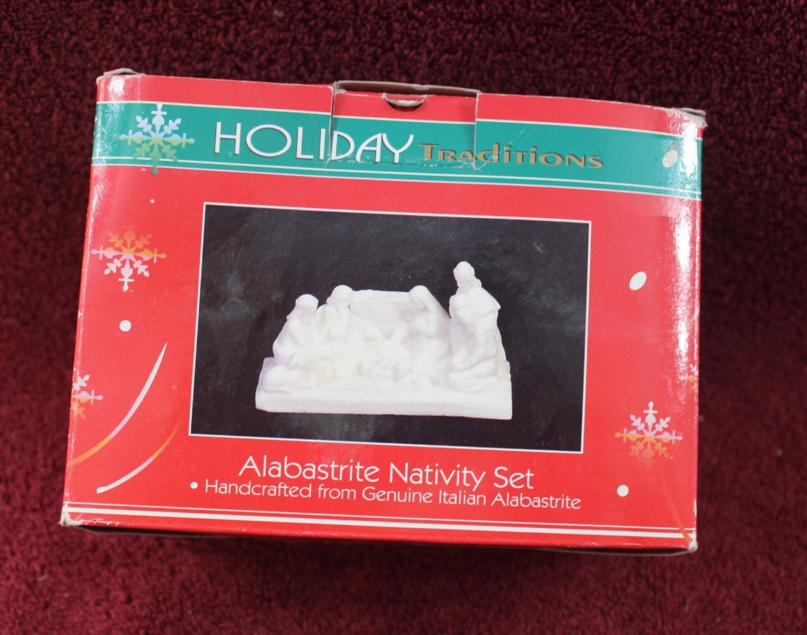 Alabastrite Nativity in White Made in Italy