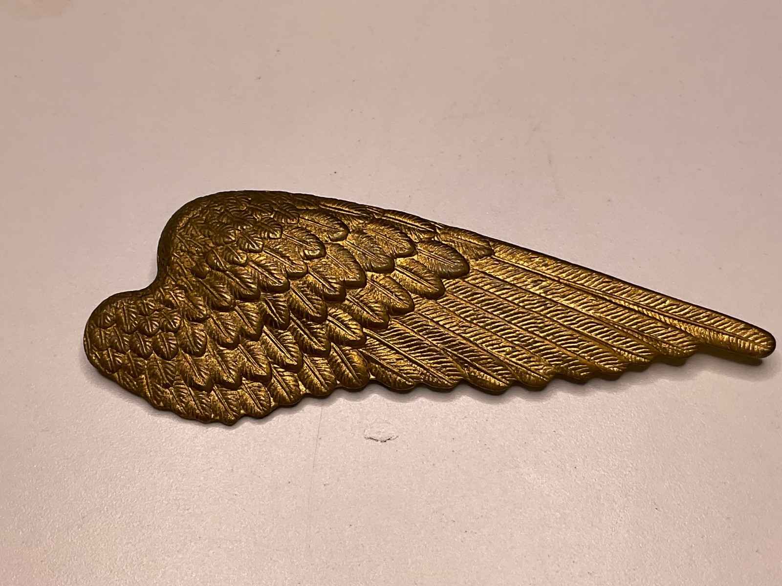 WWII Era Aviation Sweetheart Wing Photo Locket Brooch Gold Tone Military Pin