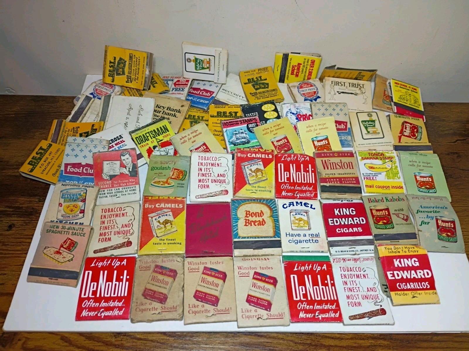 VINTAGE Lot Of MATCHBOOKS Great Advertisements Hunts Winston Camel Bond Bread