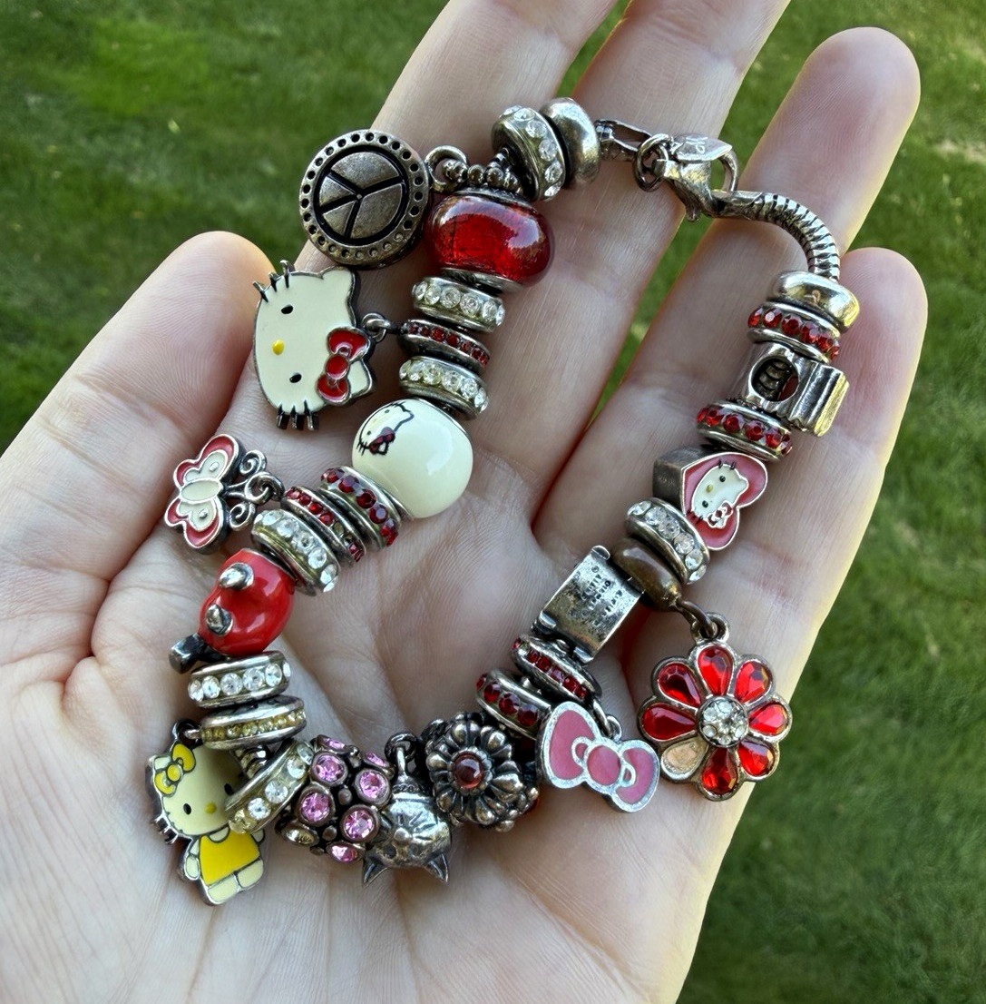 Vintage Sanrio Hello Kitty 925 Sterling Silver Charm Bracelet 62.71g, Sanrio JCM Vintage Sanrio Hello Kitty 925 Sterling Silver Charm Bracelet 62.71g, Sanrio JCM