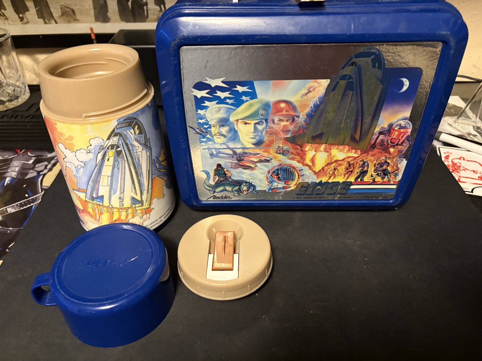 Vintage Aladdin GI Joe Defiant Blue Plastic 1987 Lunchbox & Thermos Set