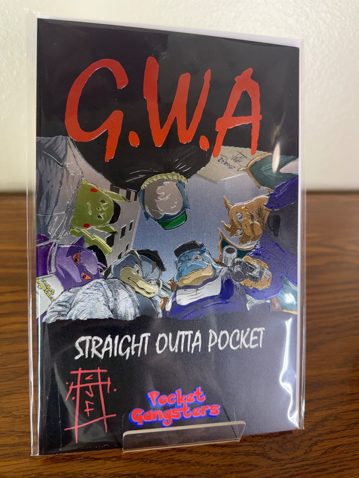Pocket Gangsters Pokemon EMBOSSED METAL Signed by Chris Fredricks
