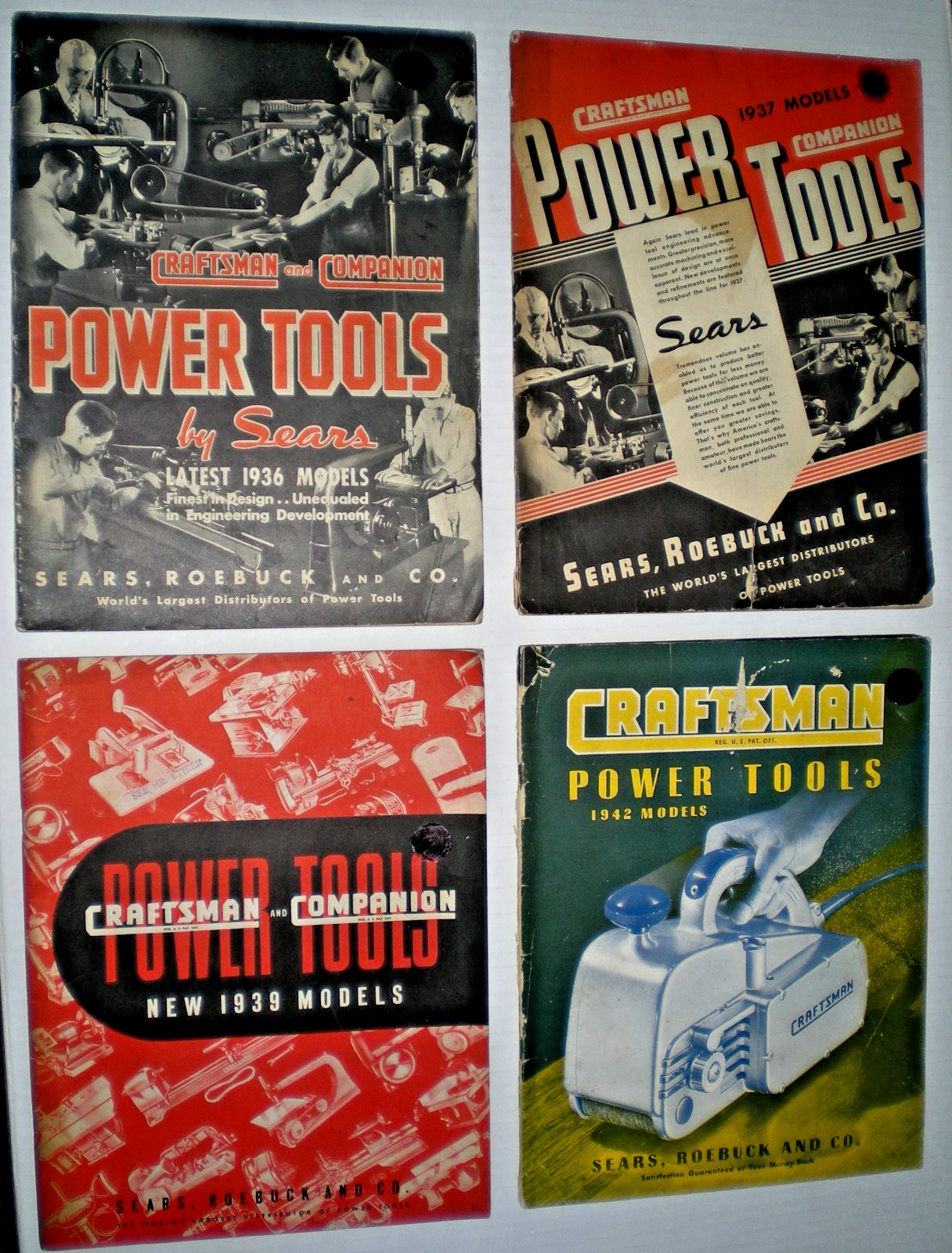 Craftsman Power Tools Catalog Lot 1936, 1937, 1939, 1942 ~Sears Roebuck Original