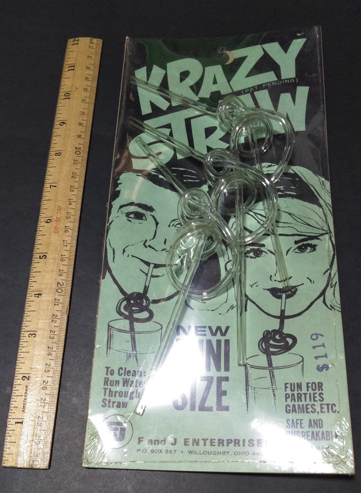Mini Size Crazy Straws 3 Pack F&J Enterprises Grail Vintage 1970s