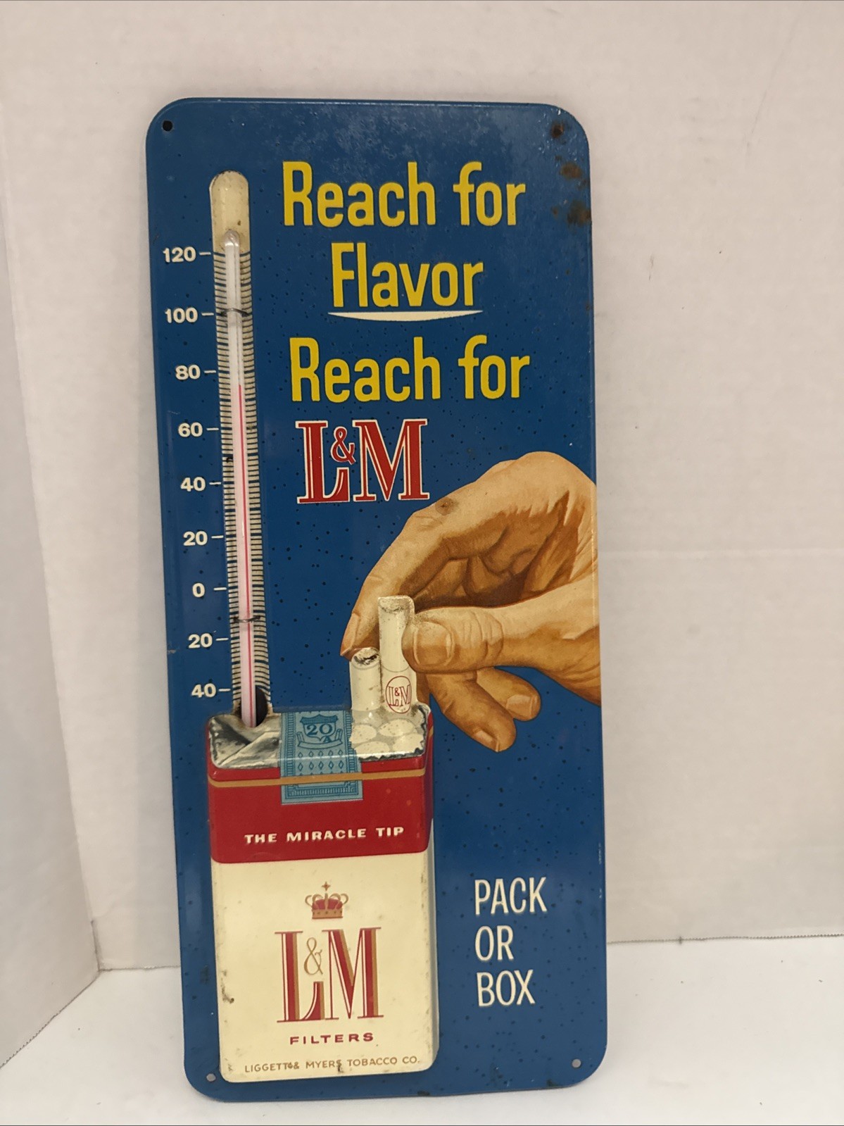 Vintage L&M L & M Cigarette Tobacco Advertising 3D Thermometer Sign Works