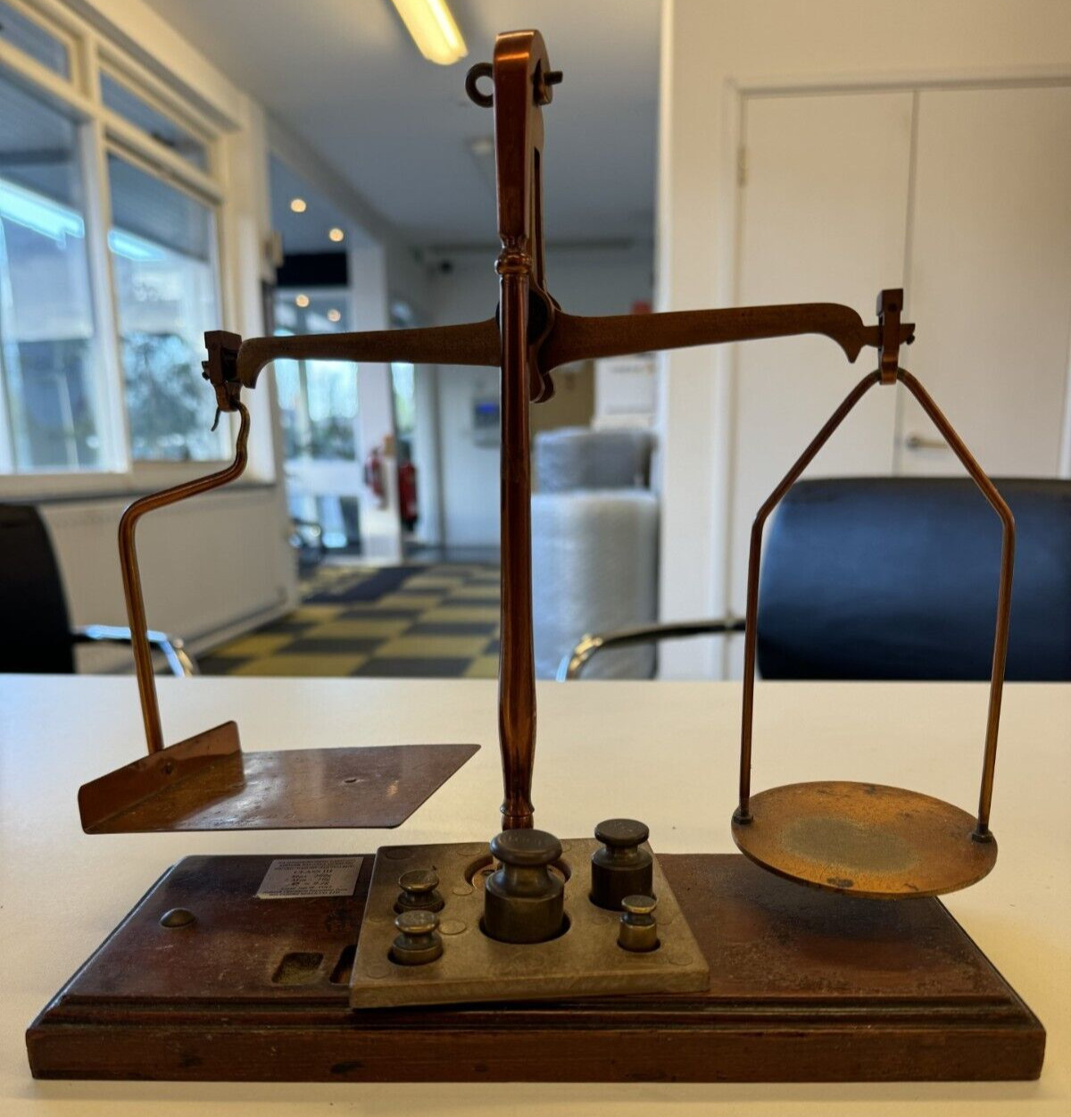 Vintage G.P.O De Grave Co Metal Scales Stamped Metric Weights GPO - Post Office